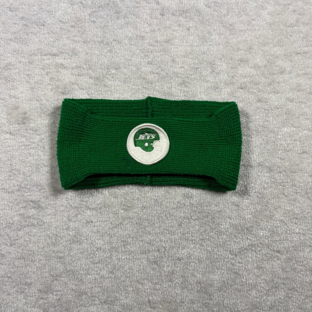 Vintage New York Jets Knit Headband Green NFL Football Ear Warmer Retro Logo